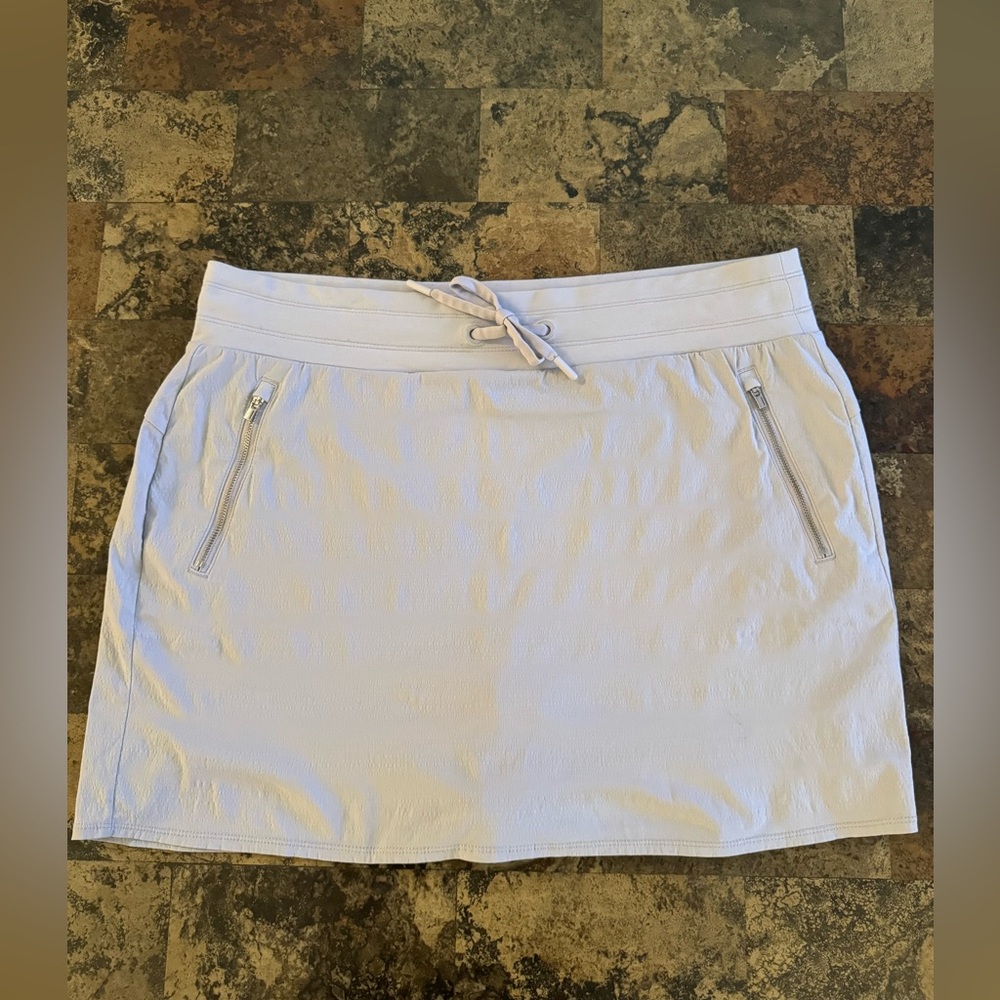 Athleta Skort Skirt Size 14 Gray Side Zip Zippered Pocket Draw String